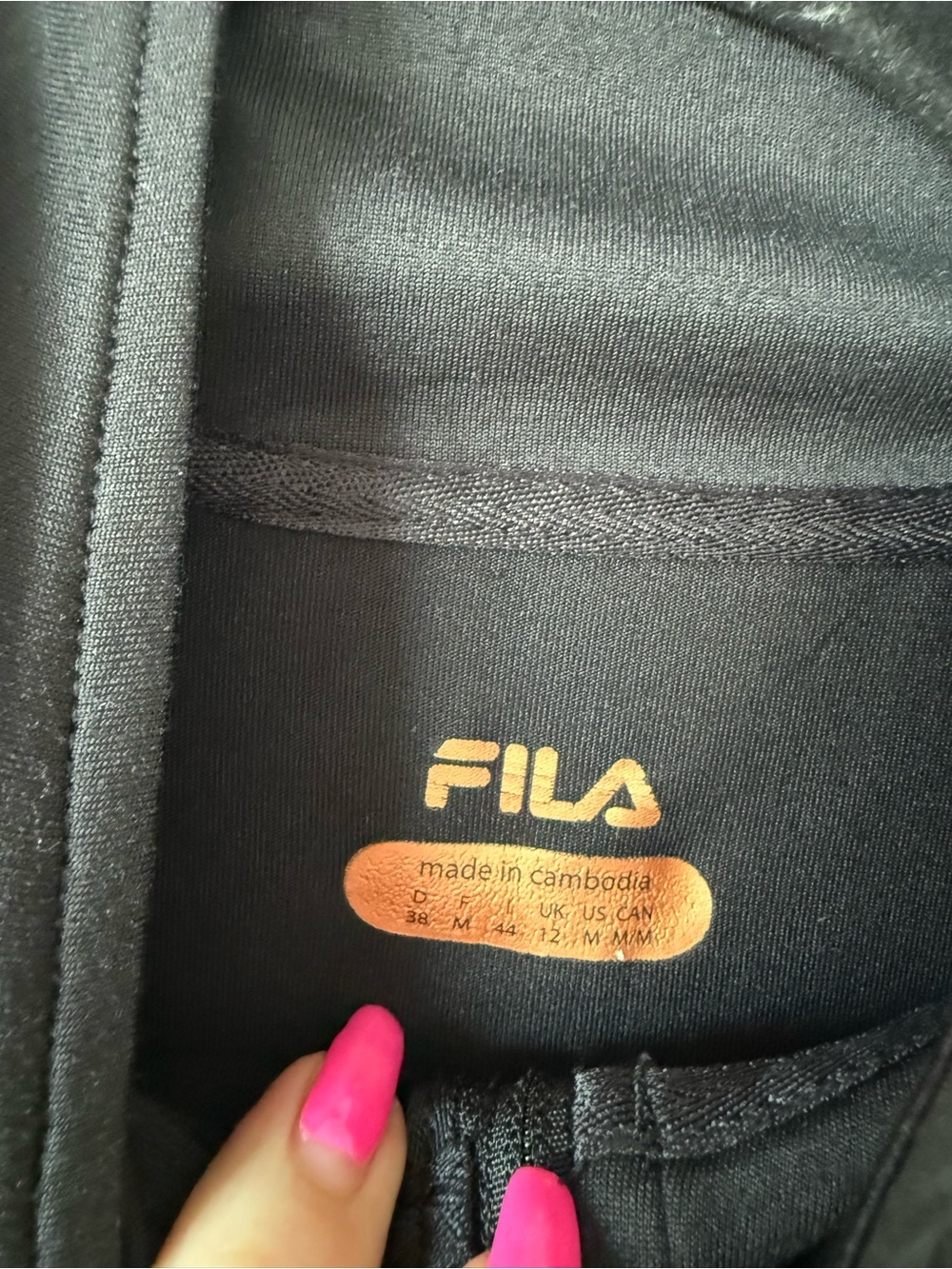 Fila Black Women's Zip-Up Track Jacket with Floral Shoulder Embroidery - Picture 3 of 4